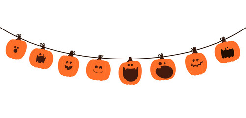 Halloween Pumpkin Decoration. Monster pumpkin decoration for Halloween celebration. Vector with transparent background.