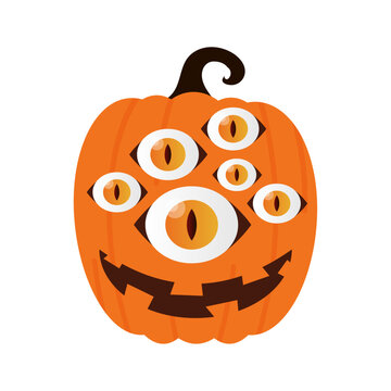Halloween Pumpkin Decoration. Monster pumpkin decoration for Halloween celebration. Vector with transparent background.