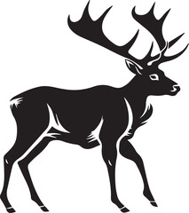 Reindeer Black And White, Vector Template Set for Cutting and Printing