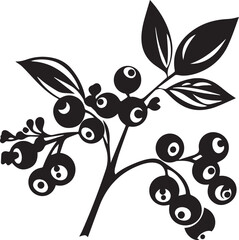 Saskatoon Berry Black And White, Vector Template Set for Cutting and Printing