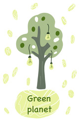 Green tree with lamps eco life