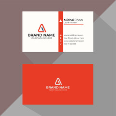 red and white clean modern business card, name card