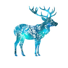 Light blue Christmas abstract decorative deer. Vector illustration