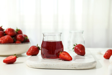 Concept of cooking tasty and sweet food - strawberry jam