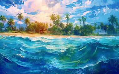 Obraz na płótnie Canvas art Tropical beach water background