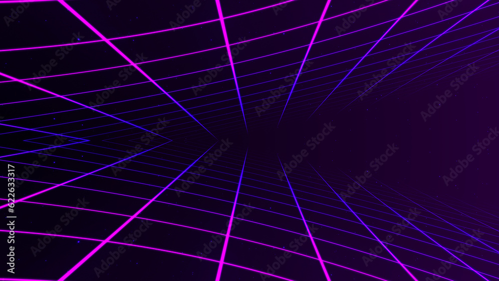 Poster abstract retro synthwave grid loop animation background 3d render. looping grid motion design with p