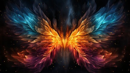 Obraz premium Drawing Angel Wings Shine Multicolored Color Generative AI