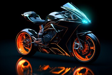 Abstract motorcycle with futuristic element. Ai generative.