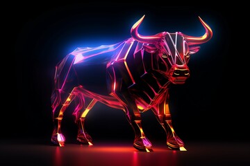Abstract polygon bull with futuristic element. Ai generative.