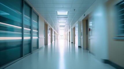 Naklejka na ściany i meble Blured motion in ER of hospital, unfocused background