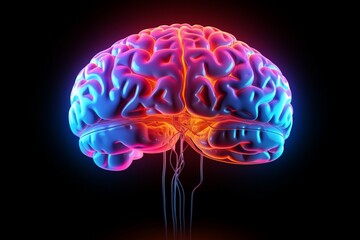 Abstract polygonal human brain. Ai generated.