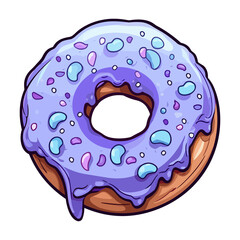 blueberry lavender donut sticker. Transparent background. Generative Ai