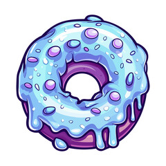 blueberry lavender donut sticker. Transparent background. Generative Ai