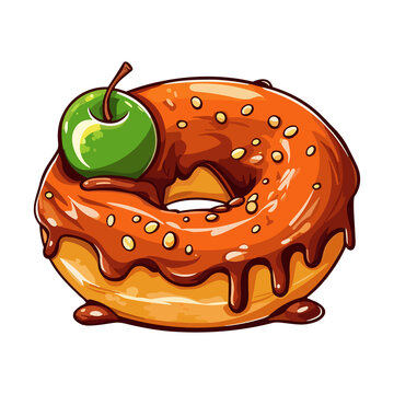 glazed donut green apple topping clip art preview