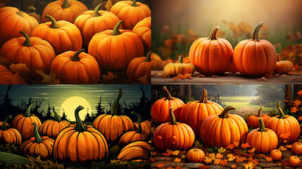Naklejka na ściany i meble halloween pumpkin of the leaves