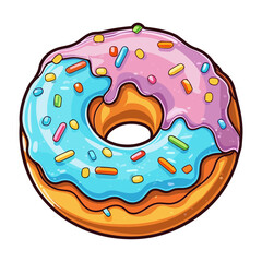 classic glazed donut sticker. Transparent background. Generative Ai