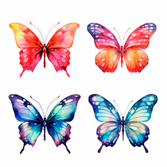 Obraz na płótnie Canvas butterfly set watercolor on a white background created with Generative Ai