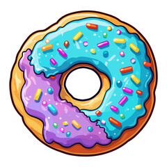 vanilla sprinkle donut sticker. Transparent background. Generative Ai