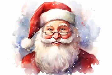 Christmas santa claus. Watercolor style illustration. Isolated on white background.  - obrazy, fototapety, plakaty