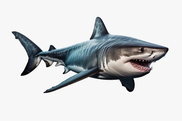 Great shark photo cut out and isolated on white background.