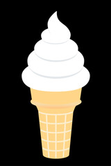 Soft serve ice cream in a circular cone.