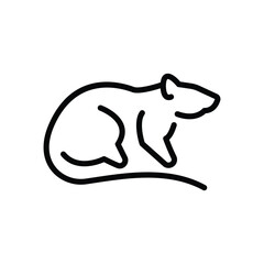 Rat vector flat icon. Isolated large rodent with a long tail sign design.