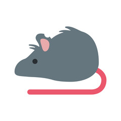 Rat vector flat icon. Isolated large rodent with a long tail sign design.