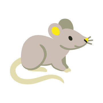 Rat vector flat icon. Isolated large rodent with a long tail sign design.