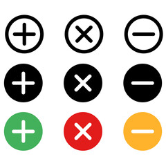 Obraz premium Icon Illustration Of Plus, Delete, Minus Vector Symbol Collection.