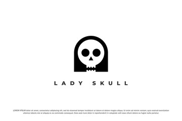 logo skull woman head abstract minimal modern silhouette