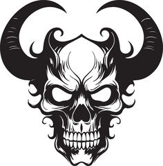 Evil skull with horn vector illustration, SVG