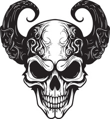 Evil skull with horn vector illustration, SVG