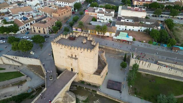Aerial view of Torre De Calahorra (The Calahorra tower) in Cordoba, Spain