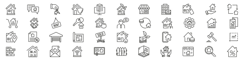 Real estate icon set. Containing house icon set. Linear style. - 622641376