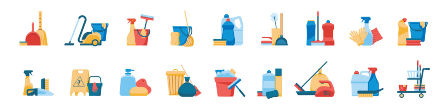 Cleaning icon set. Housekeeping service icon set.