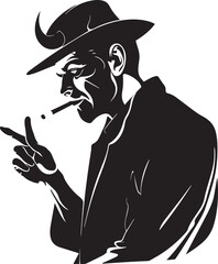 Devil man smoking a cigarette, Man with horns smoking, smoking is evil, Vector illustration, SVG