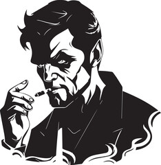 Devil man smoking a cigarette, Man with horns smoking, smoking is evil, Vector illustration, SVG