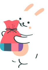 Moon rabbit hold a surprise grab bag	