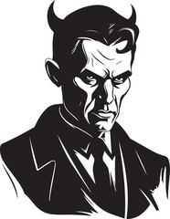 Devil man in a business suit , Evil Man with horns, Vector illustration, SVG