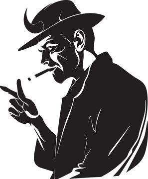 Devil man smoking a cigarette, Man with horns smoking, smoking is evil, Vector illustration, SVG