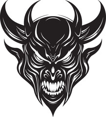 Demon head, Devil mask, Scary mask Vector illustration, SVG
