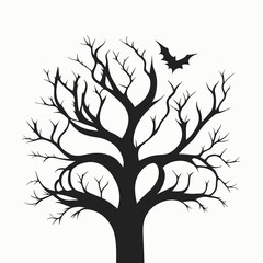 Obraz premium Halloween tree with bats isolated on white background. Vector illustration.