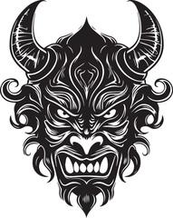 Demon head, Devil mask, Scary mask Vector illustration, SVG
