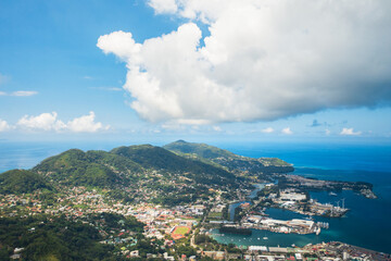 Fototapeta na wymiar Aerial view of Mahe coastline, Seychelles