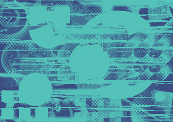 Distressed dotted design element. Duo tone, grunge poster . Modern art .Abstract, grungy composition . Half tone background. Halftone dots texture effect .Contemporary vector. Grange design