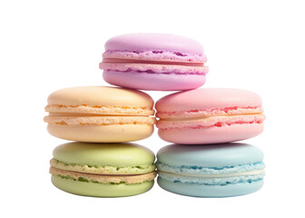 Fototapeta premium Five colorful macaroons on transparent background. Png Element.