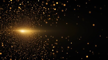 Fototapeta na wymiar Background of sparkling golden light particles on a black background, ideal illustration for Christmas. Generative AI