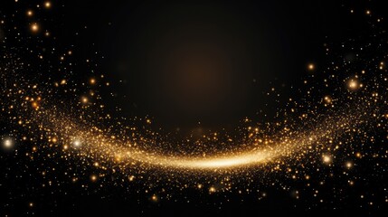 Obraz premium Background of sparkling golden light particles on a black background, ideal illustration for Christmas. Generative AI