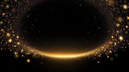 Obraz premium Background of sparkling golden light particles on a black background, ideal illustration for Christmas. Generative AI