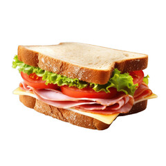 Obraz premium Sandwich with ham and vegetables. Sandwich isolated on transparent background